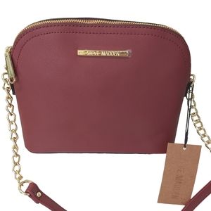 Steve Madden womens BMaggie crossbody burgundy bag purse with gold chain NWT